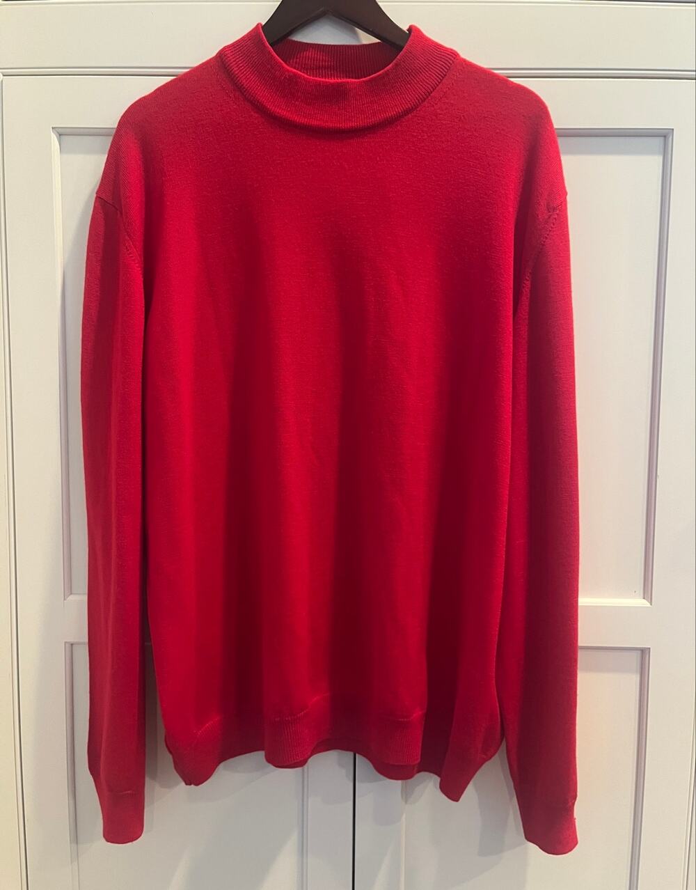 Grant Thomas Italy 100% Merino Wool Mock Neck Sweater Red Mens XXL Vintage